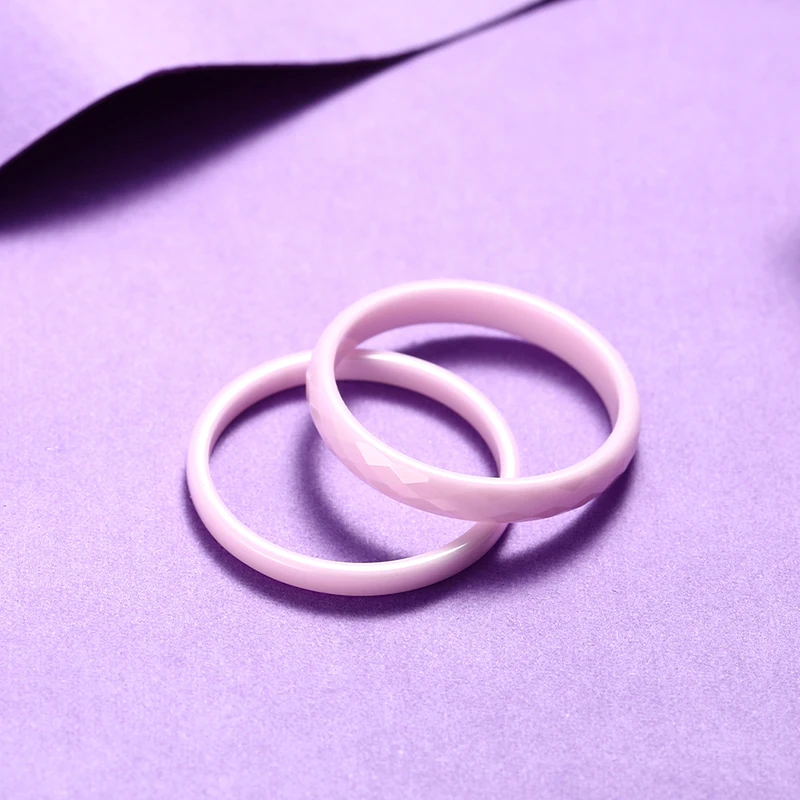 bague femme 2 pièces/ensemble coloré sain lisse 2mm en céramique anneaux pour les femmes étanche bijoux minimaliste cadeau de mariage jamais se faner jamais gratter