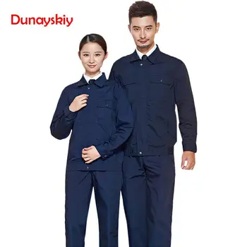 

Long-sleeved Overalls Suit Autumn Spring Canvas Blue Factory Workshop Men's Shirt Wear-resistant Fashion 2020 New Workshop