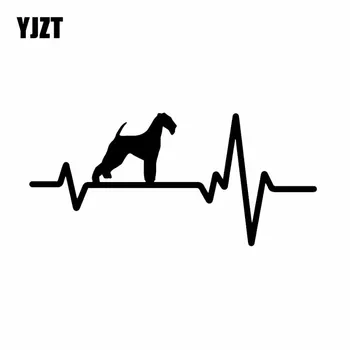 

YJZT 17.9X8.3CM Vinyl Decal Car Sticker Heart Beat Line Dog Airdale Terrier Puppy Pet Black/Silver C24-1373