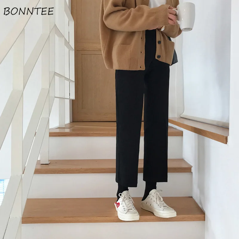 Pants Women Ankle-length Simple Elegant All-match Black Slim Students Womens Straight Trousers Korean Style High Quality Female Pants Women Ankle-length Simple Elegant All-match Black Slim Students Womens Straight Trousers Korean Style High Quality Female