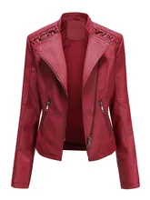  Autumn Winter Pu Faux Leather Jackets Women Long Sleeve Zipper Slim Motor Biker Leather Coat Female Outwear Tops 