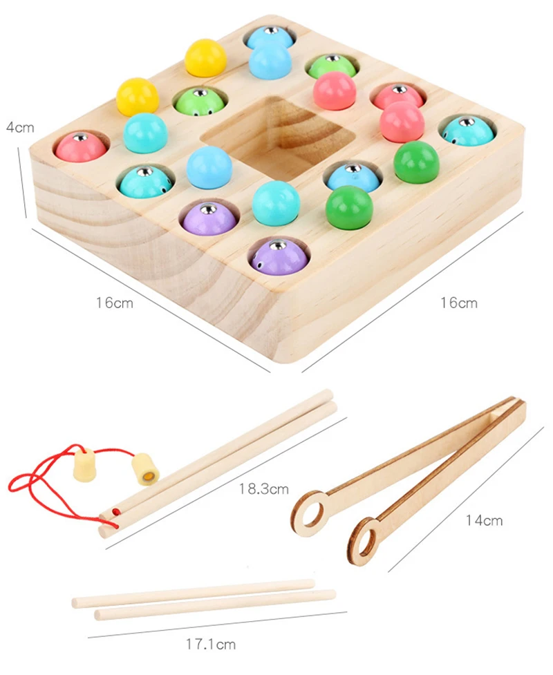 Монтессори Деревянные магнитные бусины для рыбалки игра Дети Обучающие Игрушки для раннего развития для детей дети девочка подарки игрушки
