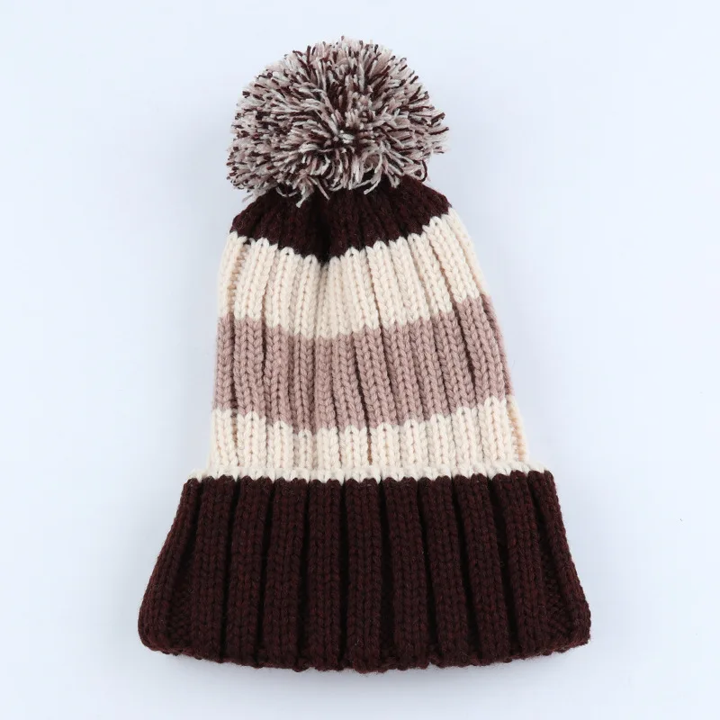 Мальчики и девочки унисекс шерсть Pom Skullies Beanie шапки осень/зима вязаная теплая шапка бини играть на открытом воздухе капот Лыжная Кепка - Цвет: 6