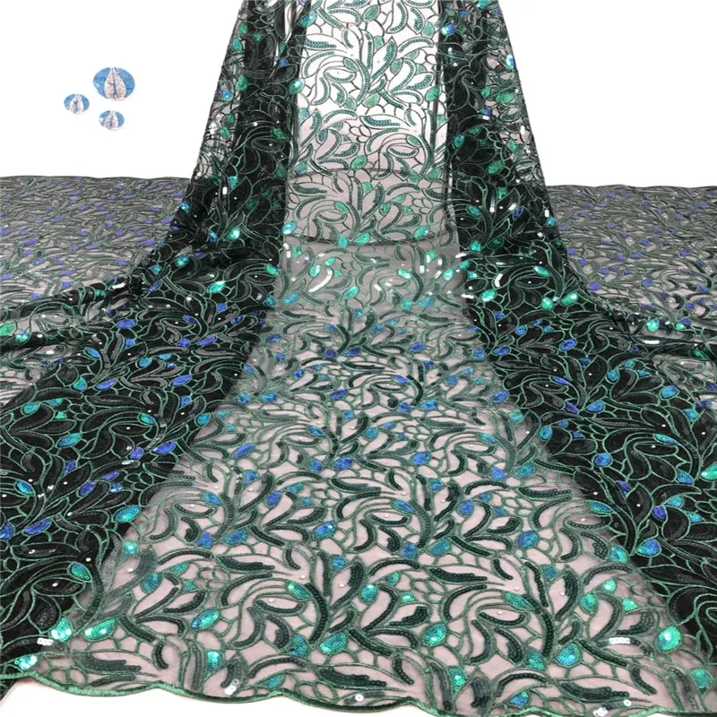 Madison Королевский синий ручной резки органзы ткани с нигерийский тюль с блестками сетки кружева органзы кружева ткани последовательности кружева для платья