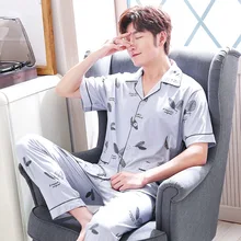 Set Soft Long Seleeve 2 Pcs Sleepwear Suit 2019 New Male Sleep Clothing Night Home Wear Casual Pajama Pijama Hombre