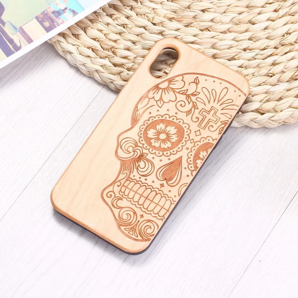 Mexican skull Vintage Floral Engraved Wood Phone Case Coque Funda For iPhone 12 6S 6Plus 7 7Plus 8 8Plus XR X XS Max 11 Pro | Мобильные