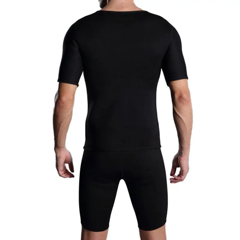 Men's Slimming Vest Short Sleeve Neoprene Sweat Shirt Sports Bodybuilding Trainning Waist Sweat Corset Running Shirt men running tops