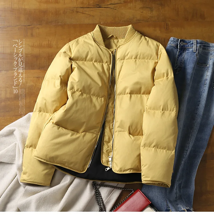 90% White Goose Down Collar Baseball Women's Down Jacket New Thick Warm Jacket Women Short Down Jacket