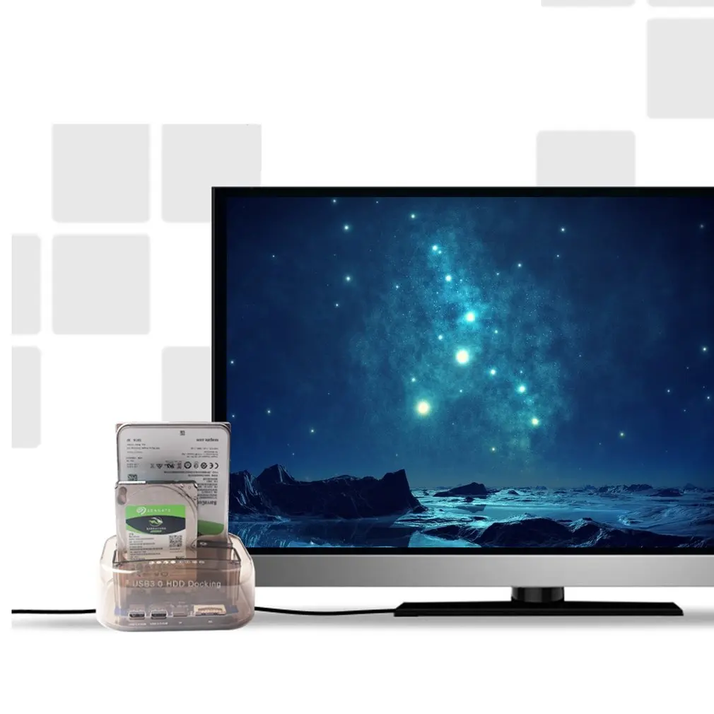  USB 30 a SATA Dual Bay estación de acoplamiento de disco duro externo para 25/35 pulgadas HDD SSD d