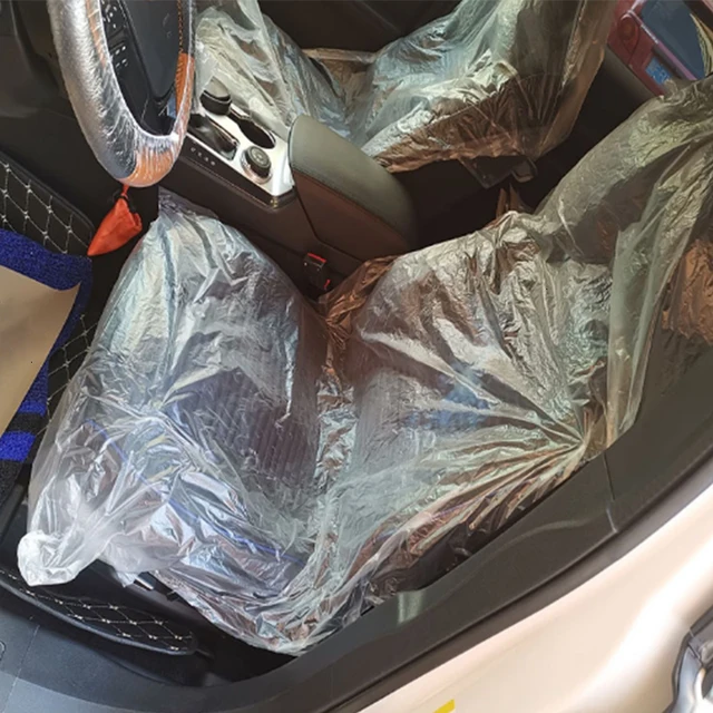 Lot de 100 housses de siège de voiture jetables en plastique,20 g