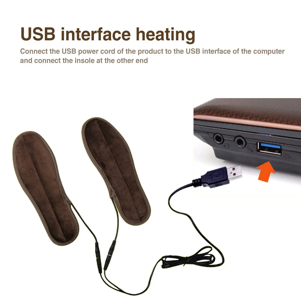 USB Heated Insoles Foot Warming Pad Feet Warmer Sock Pad Mat Winter Outdoor Sports Heating Shoe Insoles Winter Warm Electric Hot