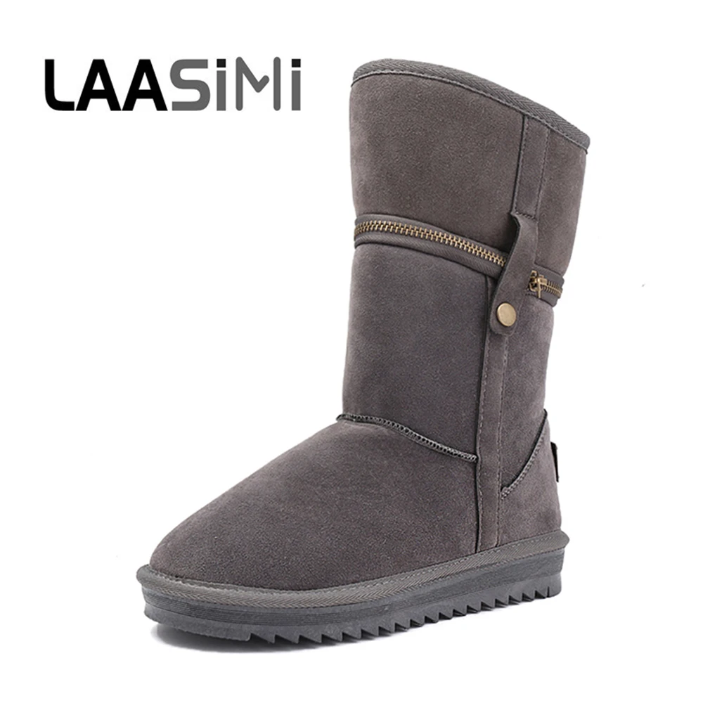 

LAASIMI 2019 Fashion Detachable Ugged Women Boots Casual Warm Fur Women Ankle Boots Winter Shoes Woman Booties Female Snow Shoes