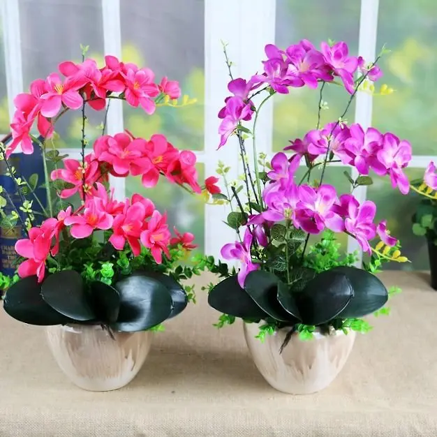 

Modern Ceramic Vase Simulation Flower Phalaenopsis Set Home Livingroom Furnishing Decoration Office Desktop Accessories Crafts