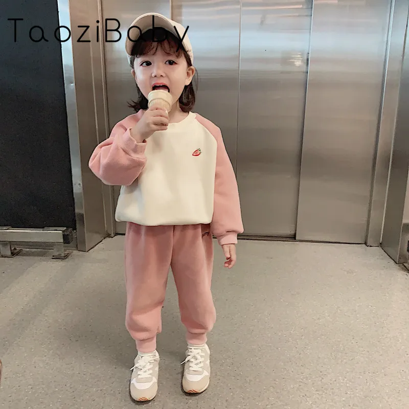 

Children Clothes Girl Suit 2019 New Middle And Small Children Winter Wear Girl Plush Two-piece Set Fashion Toddler Boy Clothes