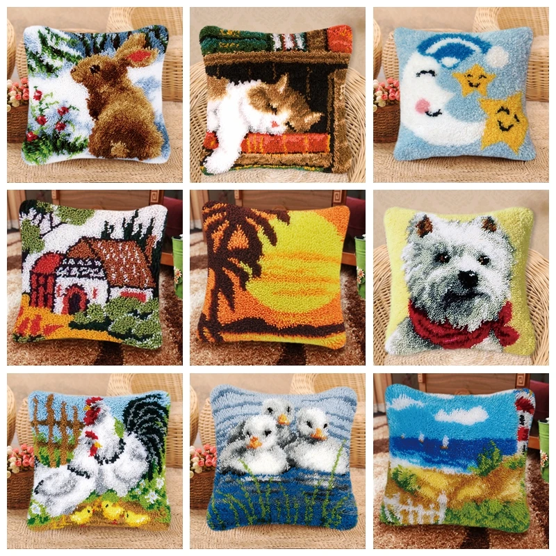 

Beautiful Scenery Button Package Carpet Embroidery Pillow Do It Yourself Foamiran For Needlework Latch Hook Cartoon Animals H