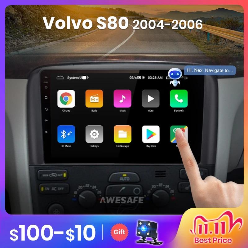 Автомагнитола AWESAFE PX9 для Volvo S80 1998-2006 мультимедийный видеоплеер навигация GPS 2 din