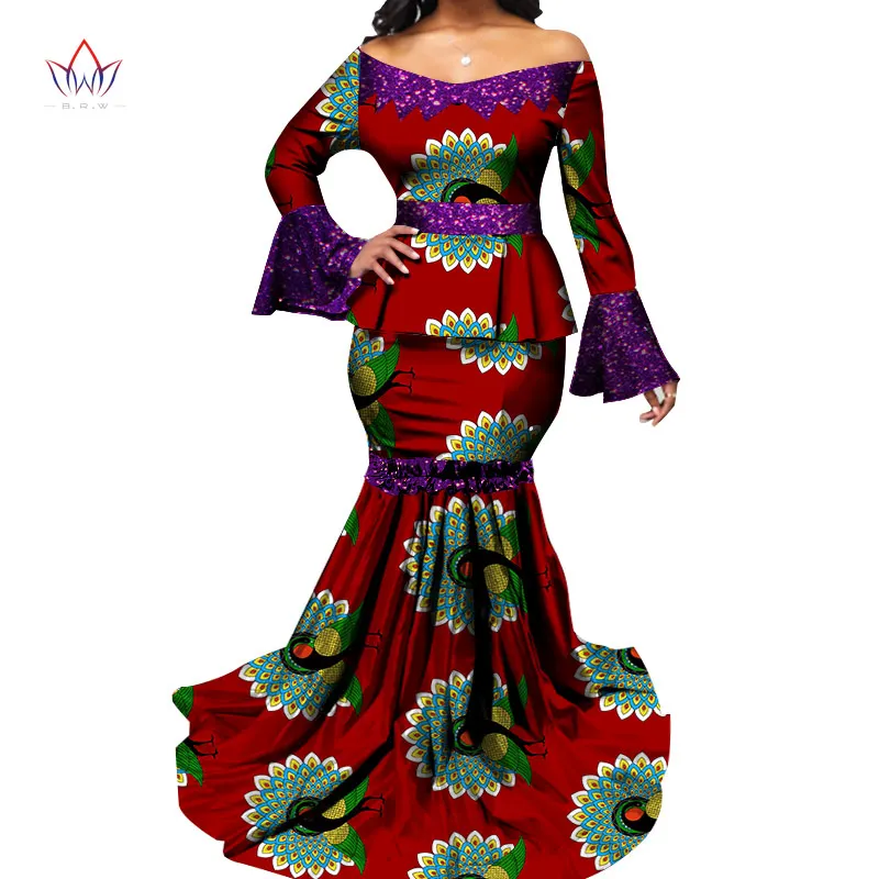 

Bazin Riche African Women Sexy Crop Top And Skirt Sets African Wax Print 2 Pieces Skirt Suit Traditional African Clothing WY7106