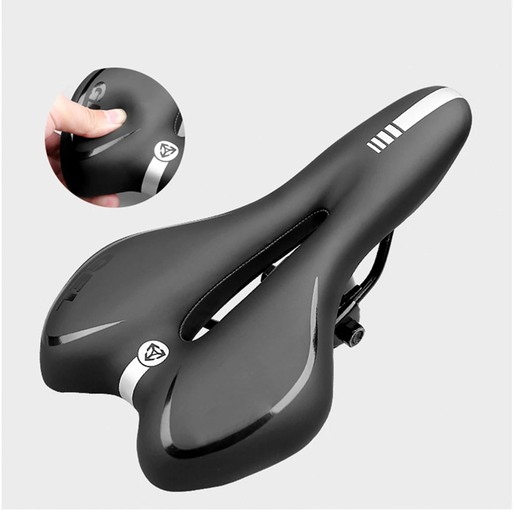 

GEL Reflective Shock Absorbing Hollow Bicycle Saddle Fabric Soft Mtb Cycling Road Mountain Bike Seat Bicycle Accessories X145D