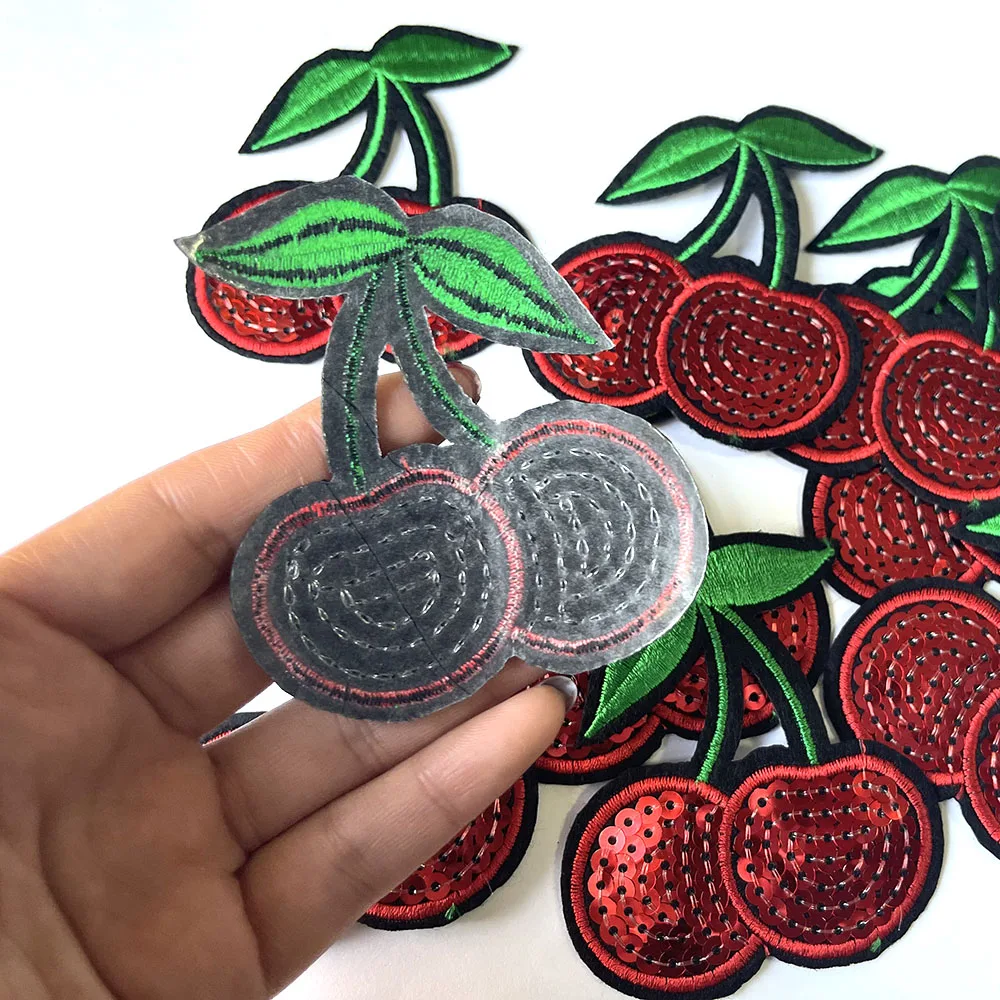Parches Termoadhesivos De Cereza - 15 Unidades, Bordados En Rojo Y Verde, Ideales Para Decorar Ropa, Sombreros Y Proyectos DIY