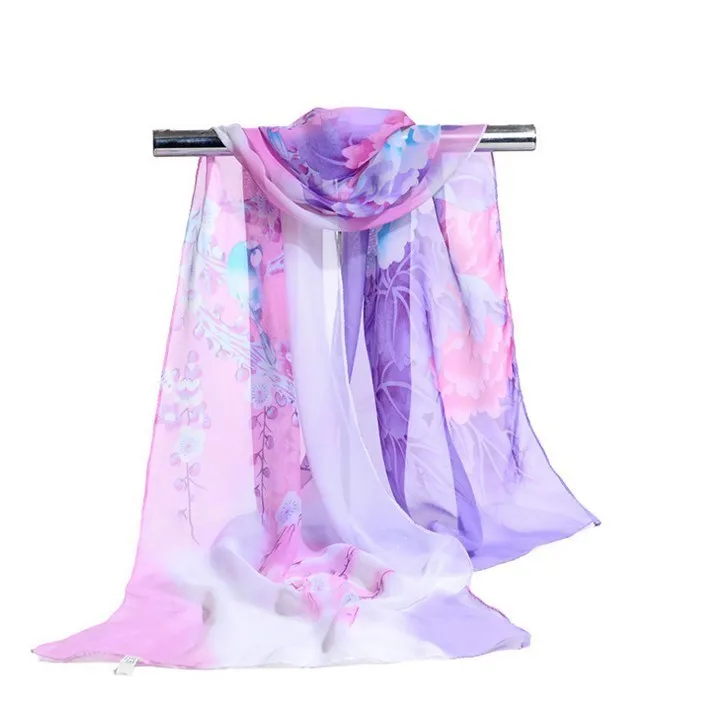 160*50 см многостильный праздничный подарок шифоновый полосатый шарф Дикая мода Солнцезащитная шаль Цветочный Принт шарф шарфы - Цвет: A-36