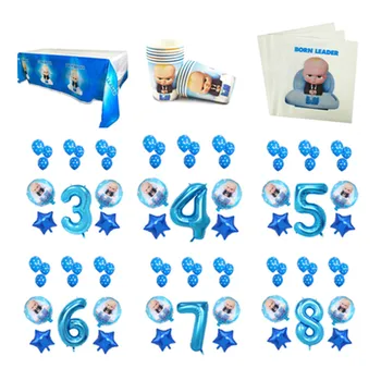 

BABY Boss Happy Birthday Disposable Tableware water bottle stickers Paper Plate Napkins Banner Baby Shower Party Decor Supplies