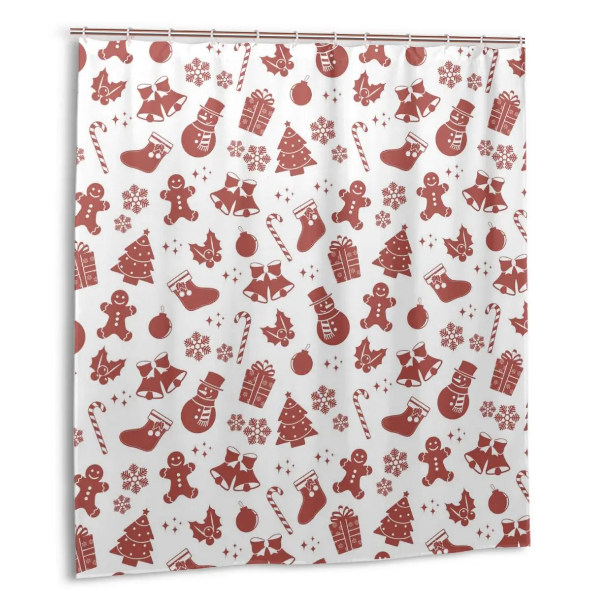 

CHARM HOME Christmas Pattern Plastic Shower Curtain 66x72 In Customized Bathroom Decorative Waterproof Polyester