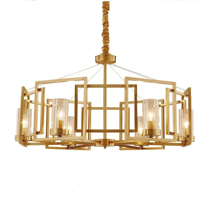 

New Brass Chandelier Lighting Vintage Copper Chandelier Lamp Living Room Golden Penadnt Lamp Art Decor Brass Chandelier