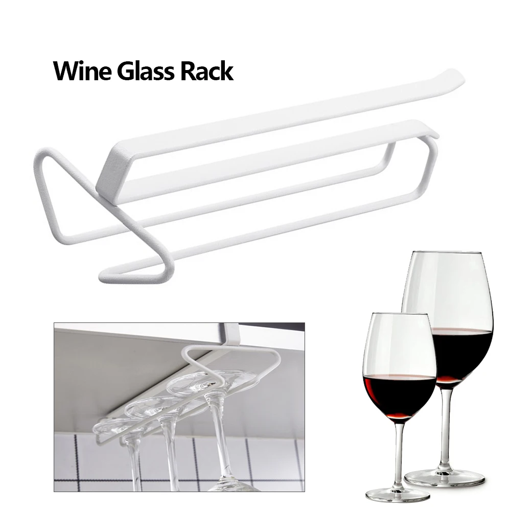 

Punch-free Hanging Wine Glass Rack Wine Cup Holder Bar Goblet Stemware Storage Racks Shelf Hanger Iron Kitchen Organizer
