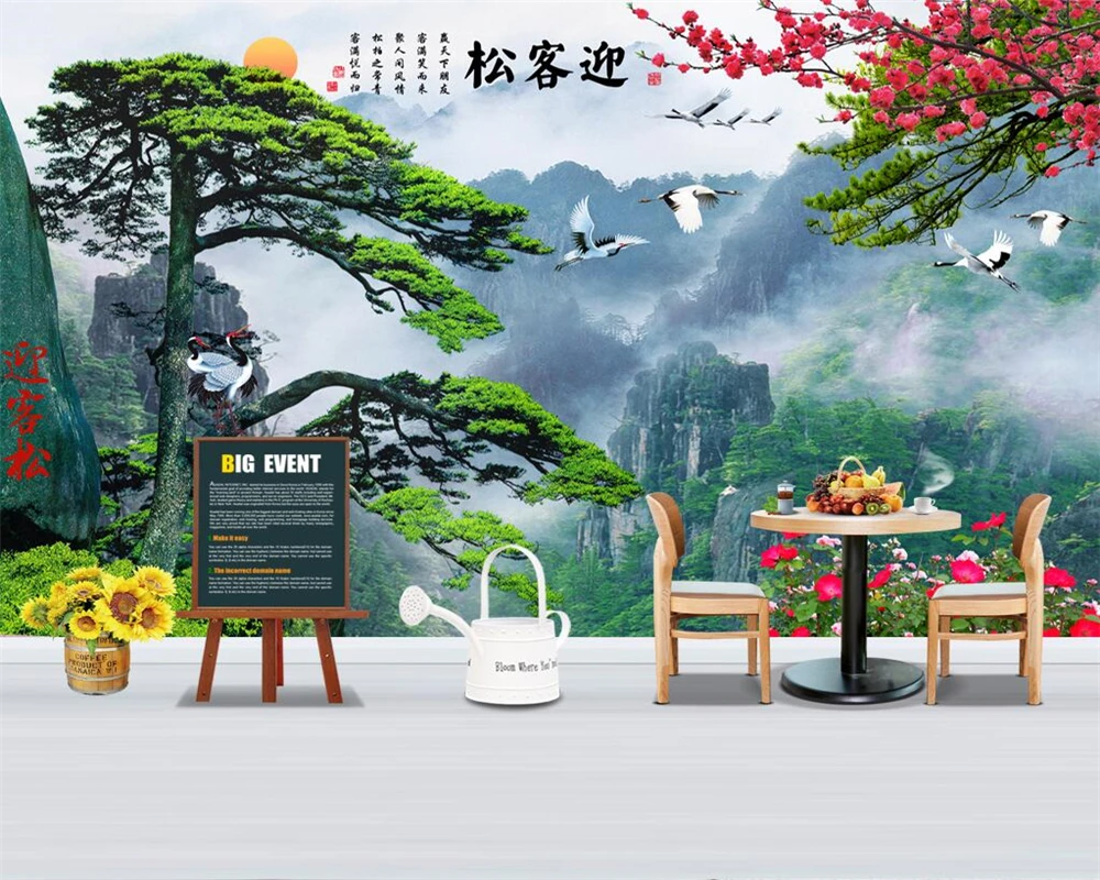 

beibehang papel de parede Customized modern new tree deer ink landscape living room bedroom background wallpaper papier peint