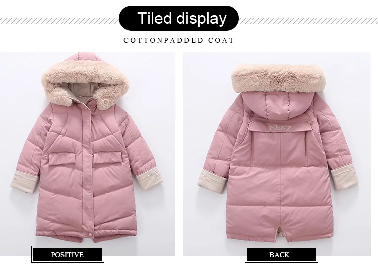 Зимние куртки для девочек, теплая длинная Детская куртка с меховым воротником г., утепленная парка с капюшоном на хлопковой подкладке для девочек, детская одежда