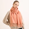 100% Pure Wool Scarf Women Winter Solid Dark Red Wool Shawls and Wraps for Ladies Pashmina Tassel Cashmere Scarves Foulard Femme 4