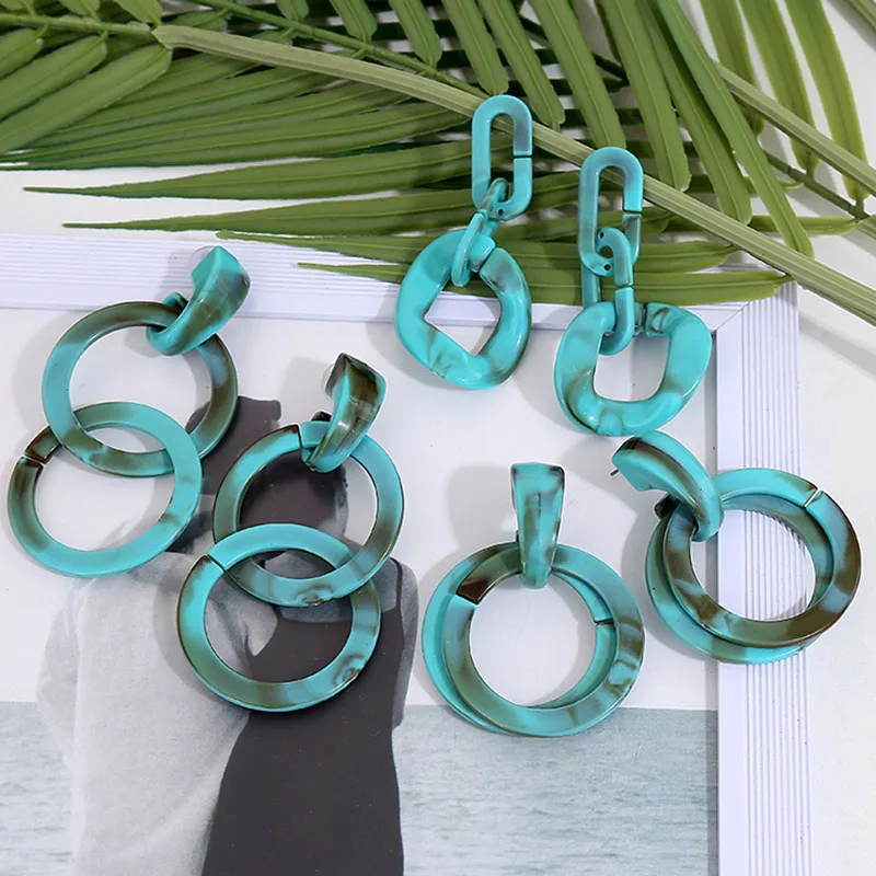 

Creative Vintage Green Resin Acrylic Drop Earring For Women Trendy Round Geometric Long Chain Big Dangle Earring Jewelry Gifts