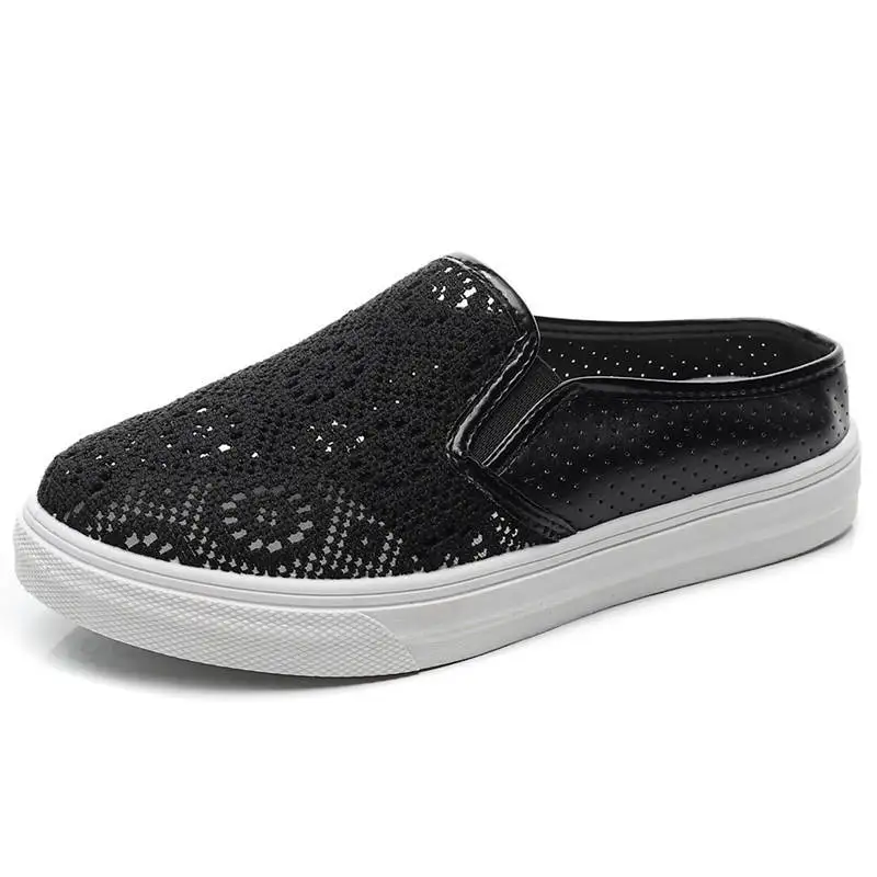 Hot Women Thick Bottom Shoes Summer 2021 Trend Half Slippers Tow Beach Women Breathable Flying Woven Non-slip Wear Personality