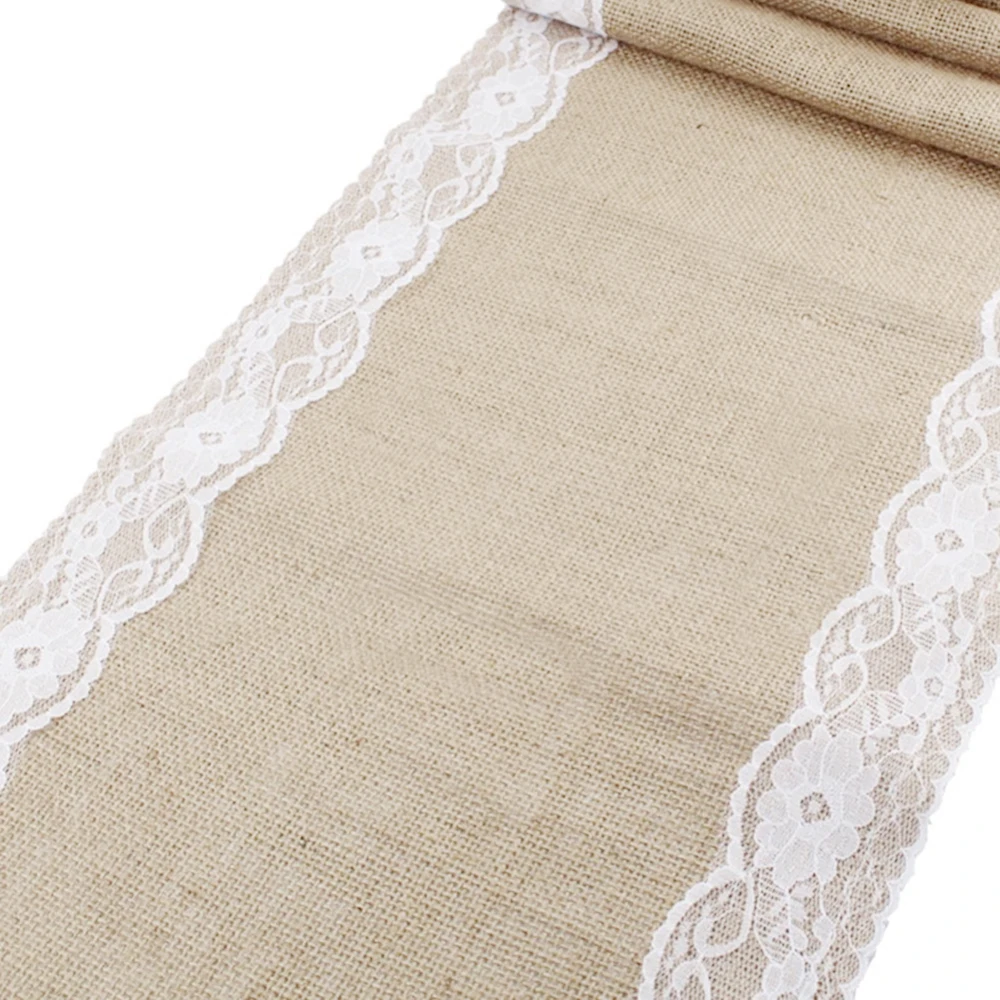 

Linen Lace Element Tablecloth Vintage Table Runner For Dinner Wedding, Shower, Party Table Decoration