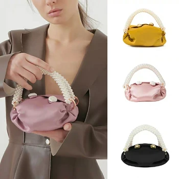 

Fairy Niche Satin Pearl Handbag Small Summer 2020 New Fashion Casual Shoulder Messenger Bags Women Purse and Handbags Sac A Main