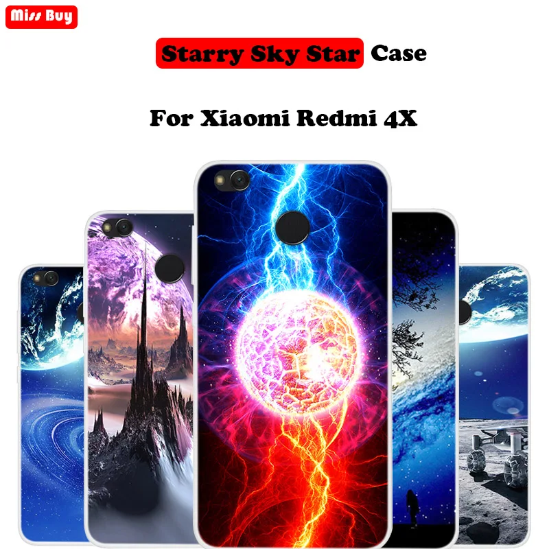 

5.0"For Xiaomi Redmi 4X Case Soft Silicone Cover For Xiaomi Redmi4X Cover 4 X Fundas Slim Starry Sky Stars Planet Print Coque