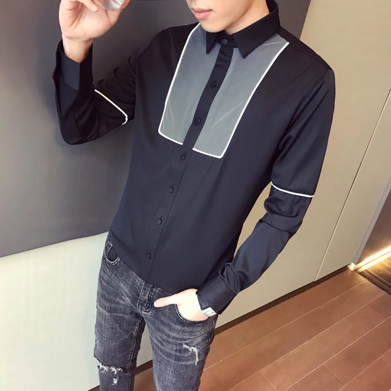 Модная рубашка с цветочным принтом Camisa Masculina; сезон осень; Новинка; облегающие рубашки с длинными рукавами для ночного клуба; Chemise Homme