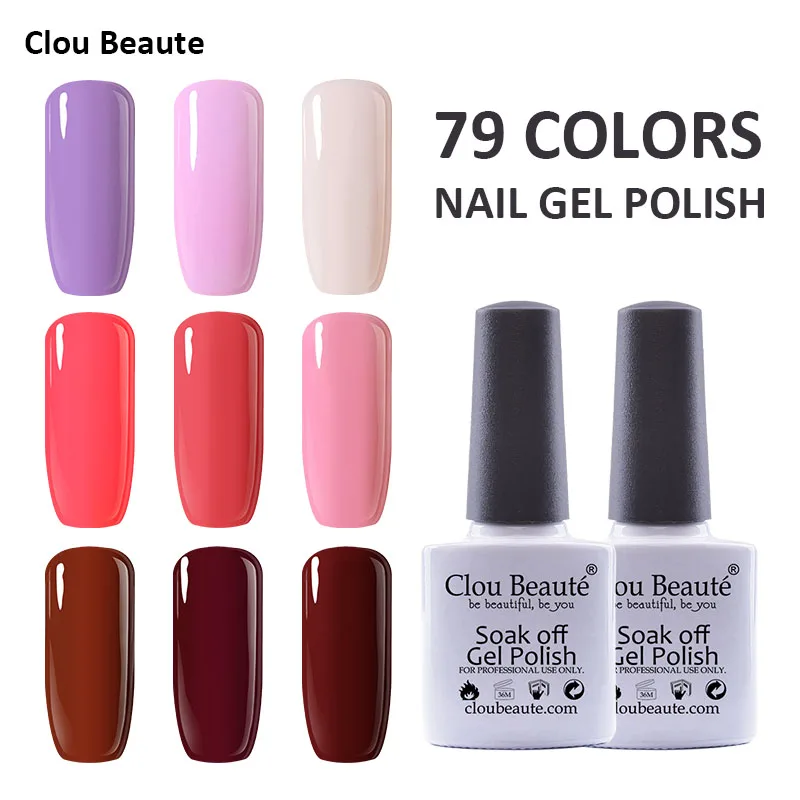 

Clou Beaute 79 Colors Nail Gel Polish Semi Permanent Top Coat Nail Art Varnish Soak Off Pink Series Manicure Gel Polish Glitter