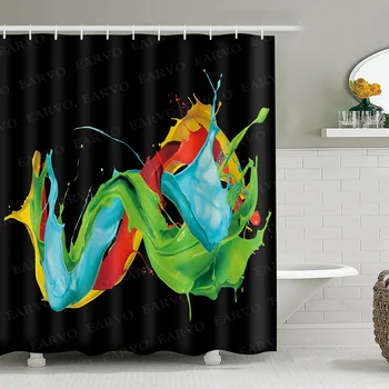 

MTMETY Psychedelic Shower Curtain 3d printing Fluid Rainbow Color Paint Splash Contemporary Psychedelic Design Bathroom Decor