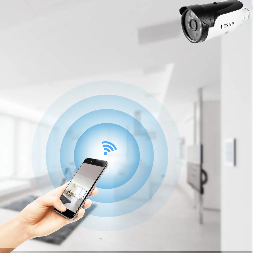 LESHP 960P HD Wired Outdoor IP66 Waterproof 1.3MP Camera 6 PCS Array Lights Support Built-in TF Card 8G Motion Detection