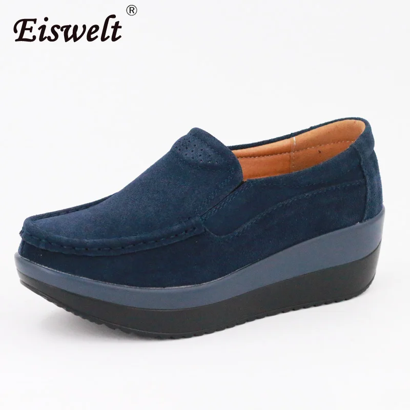 EISWELT/Лидер продаж; женская повседневная обувь из натуральной кожи на платформе; Женская Весенняя обувь с закрытым носком; модный стиль;# XH015