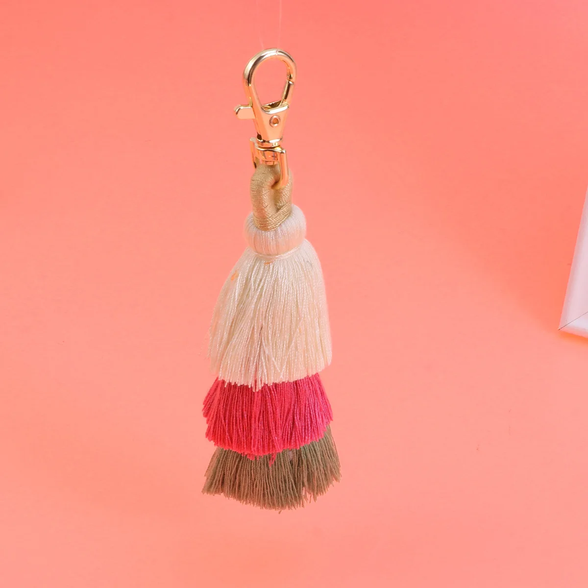 6Pcs Tassel Keychains Multilayer Colorful Charming Bohemia Style Hanging Pendant Keyring for Handbag Purse Wallet