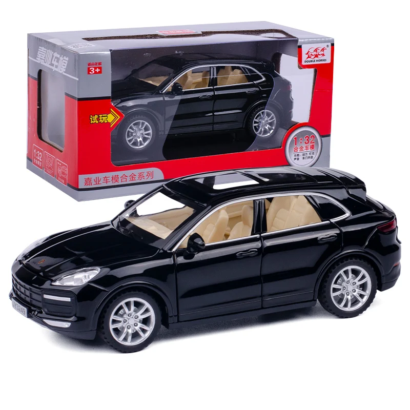 1:32, Высококачественная модель автомобиля Porsches Cayenne из сплава, звук и светильник, 6 дверная металлическая игрушка для детей, подарок, детские игрушки - Цвет: Black send box
