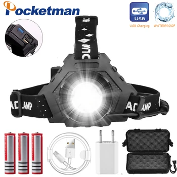 

7000LM USB Rechargeable XHP50 led headlamp Headlight high powerful xhp70 headlamp torch ZOOM Head light Use 3*18650 batteries