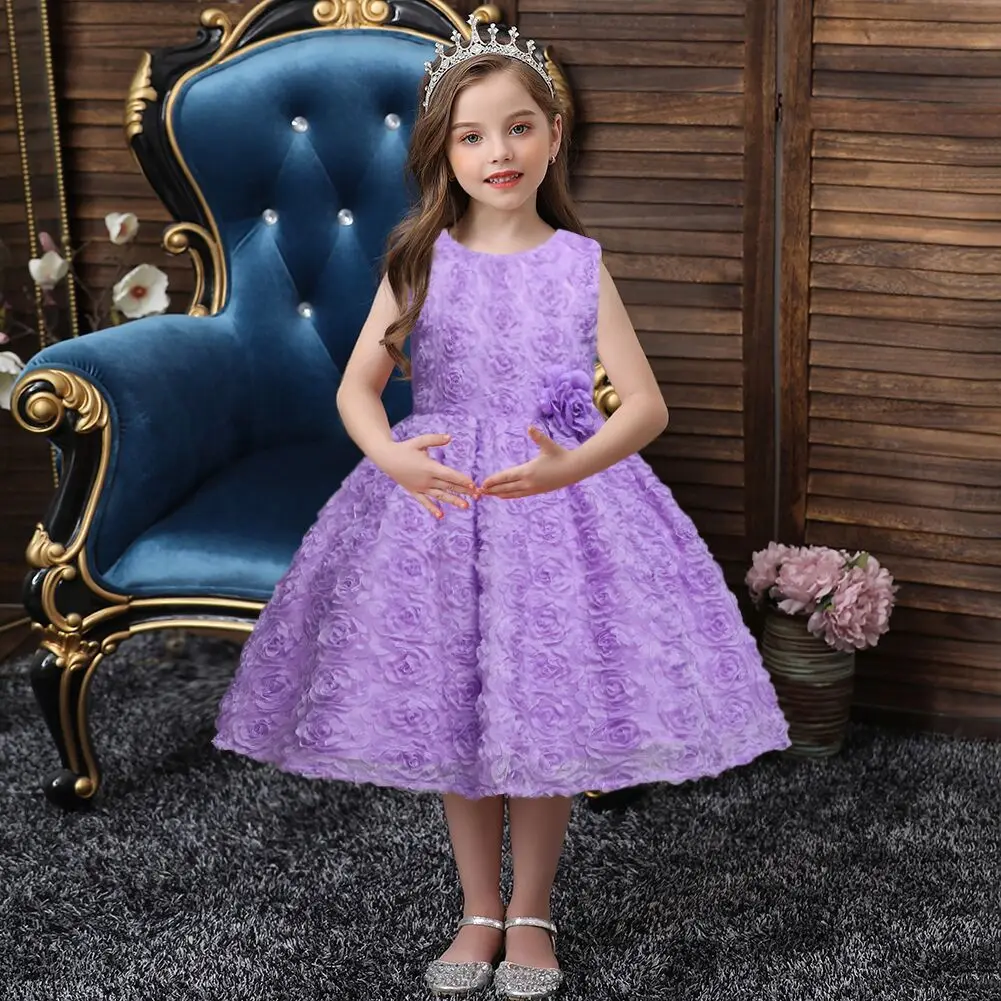 Vestido de fiesta de algodón sin mangas para niña, vestido de dama