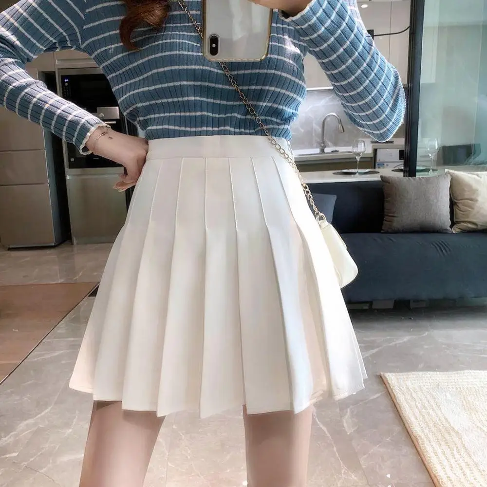 Falda plisada de cintura alta para mujer, minifalda de baile para chicas dulces y lindas, Cosplay, uniforme Preppy, cortos de colegio, XS-3XL
