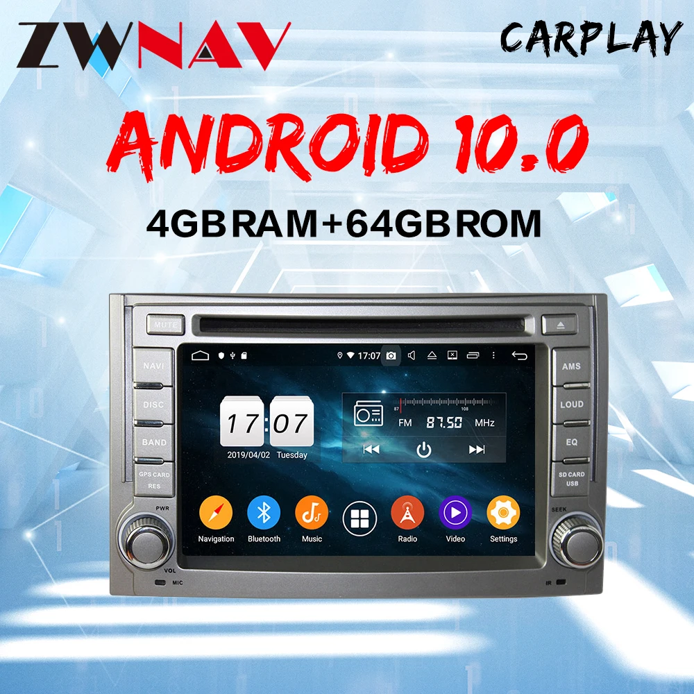 Android 10 4 Гб + 64 ГБ Автомобильный GPS навигатор для Hyundai H1 Grand Royale I800 2007 Авто Стерео