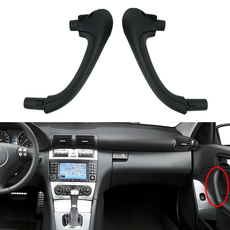 

Car Door Pull Handle 1 pair Front Left+Right Inner Black For Benz W203 C-Class