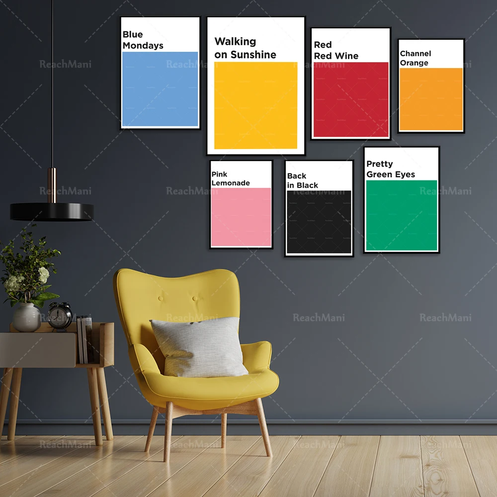 Vendita Calda Canvas Color Block Song Titre Pantone Square Poster Decorazione Wall Home Regalo Unico