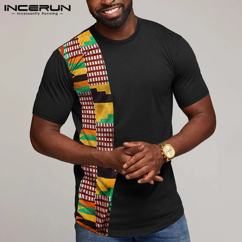 

INCERUN Fashion Dashiki African Clothes T Shirt Men Short Sleeve Print Patchwork 2020 O Neck Summer Casual Men T-shirt S-3XL 7